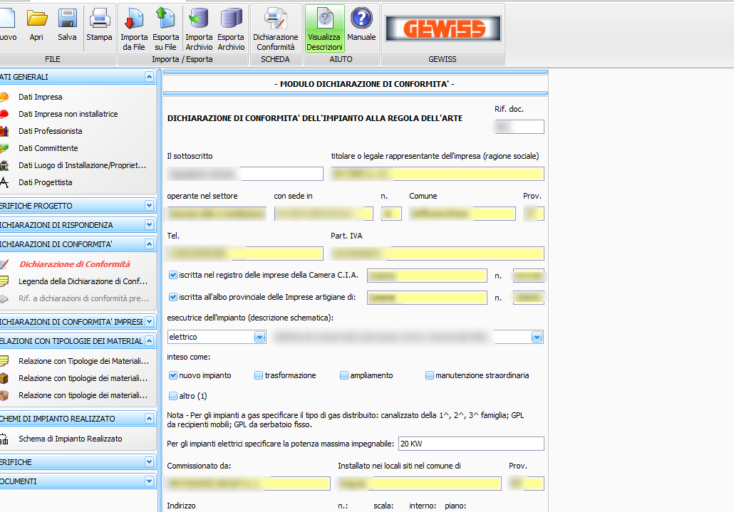 software free dichiarazione di conformità